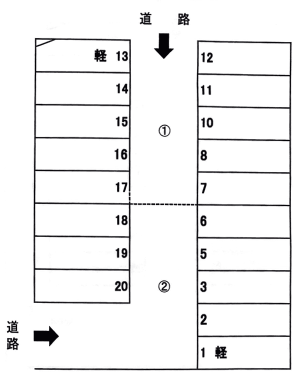 第7物見山駐車場①の駐車配置図