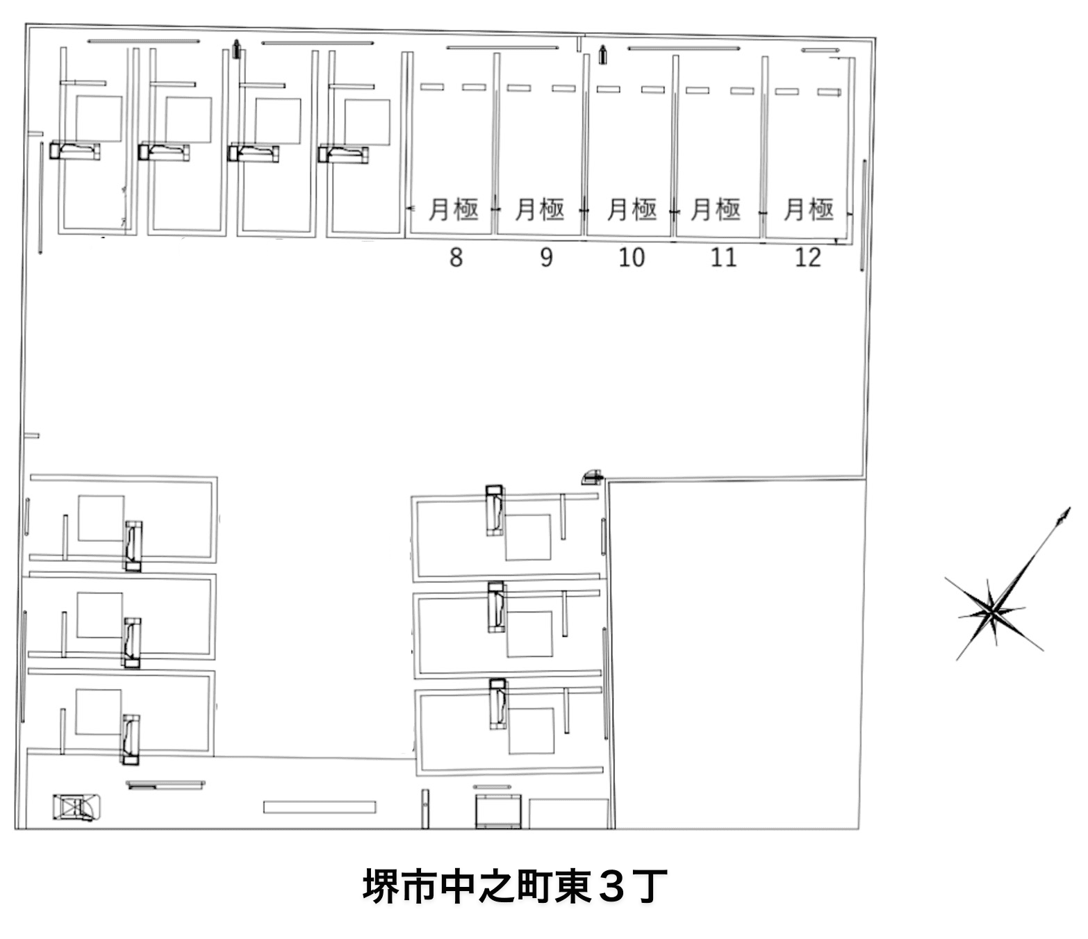 堺市中之町東３丁の駐車配置図