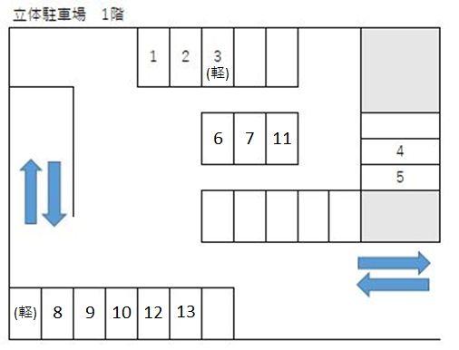 コナミスポーツクラブ　大和八木駐車場の駐車配置図