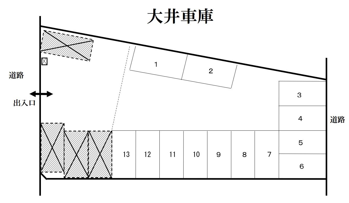 大井車庫の駐車配置図