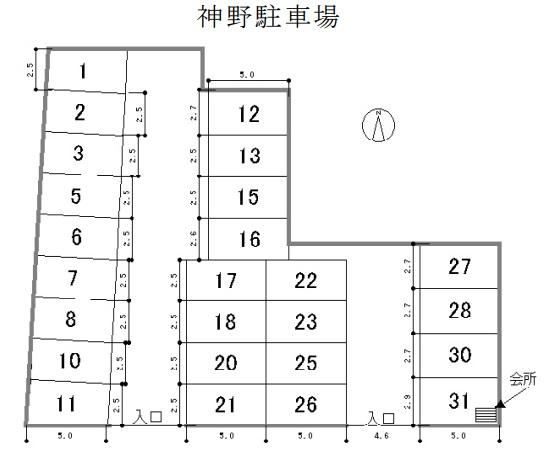 神野駐車場の駐車配置図