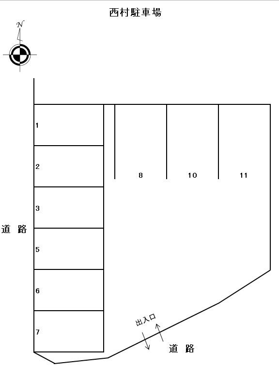 西村駐車場の駐車配置図
