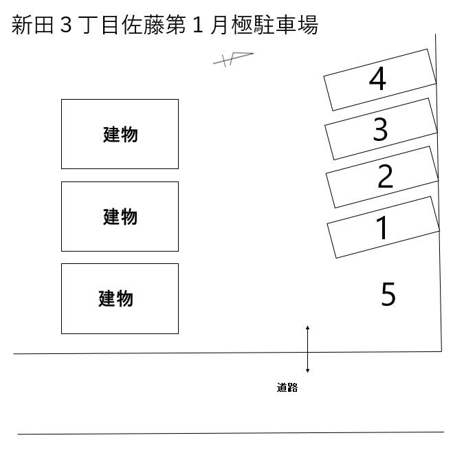 新田３丁目佐藤第１月極駐車場の駐車配置図