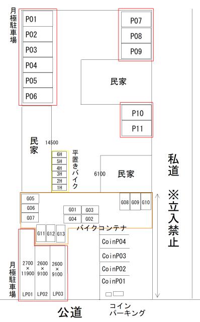 ミノラスパーキング西蒲田４丁目の駐車配置図