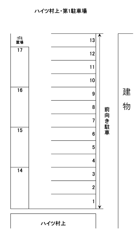 ハイツ村上第一駐車場の駐車配置図