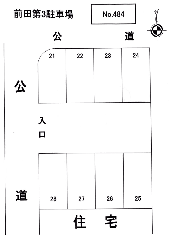 前田第3駐車場の駐車配置図