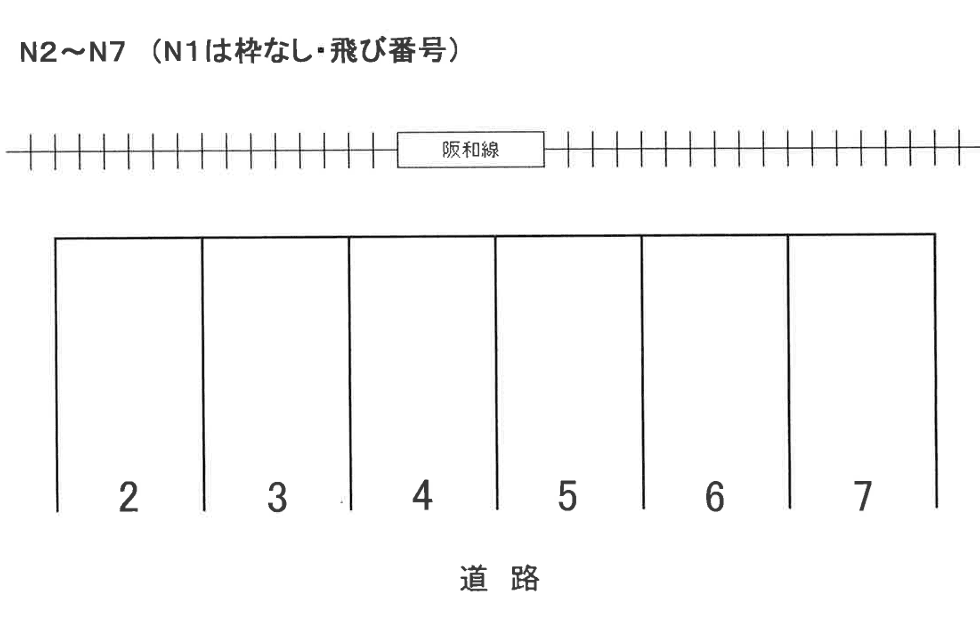 西浦駐車場Nの駐車配置図