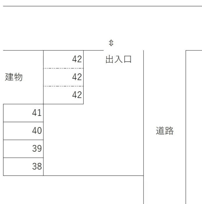 馬場駐車場(38～42)の駐車配置図