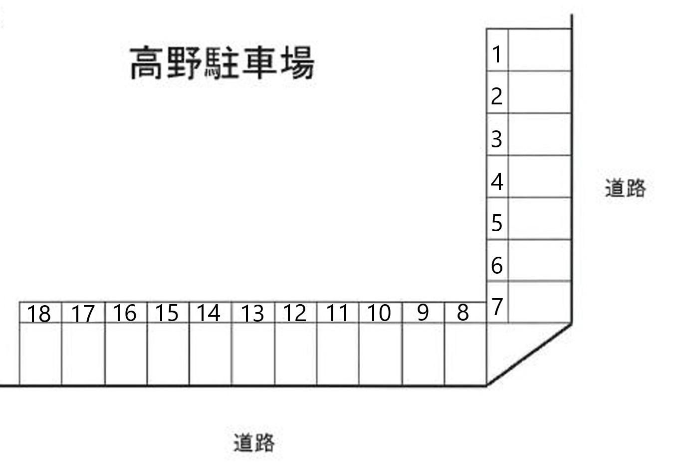 高野駐車場の駐車配置図