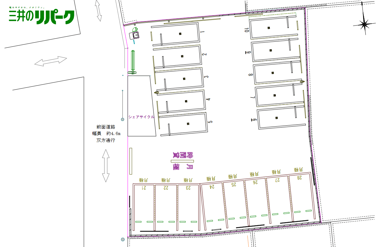河岸町３丁目の駐車配置図