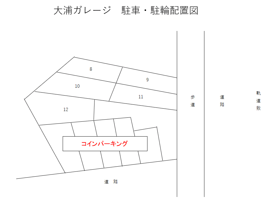 大浦ガレージの駐車配置図