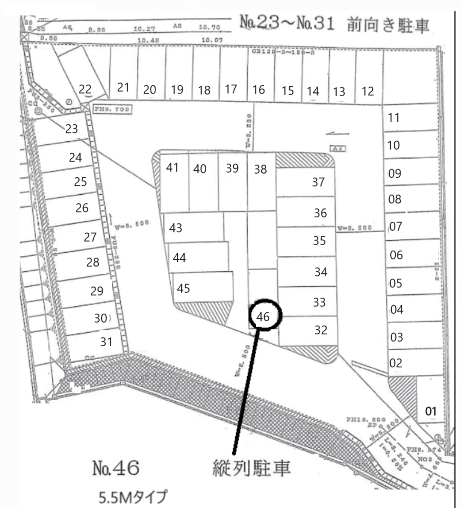 岡部駐車場の駐車配置図