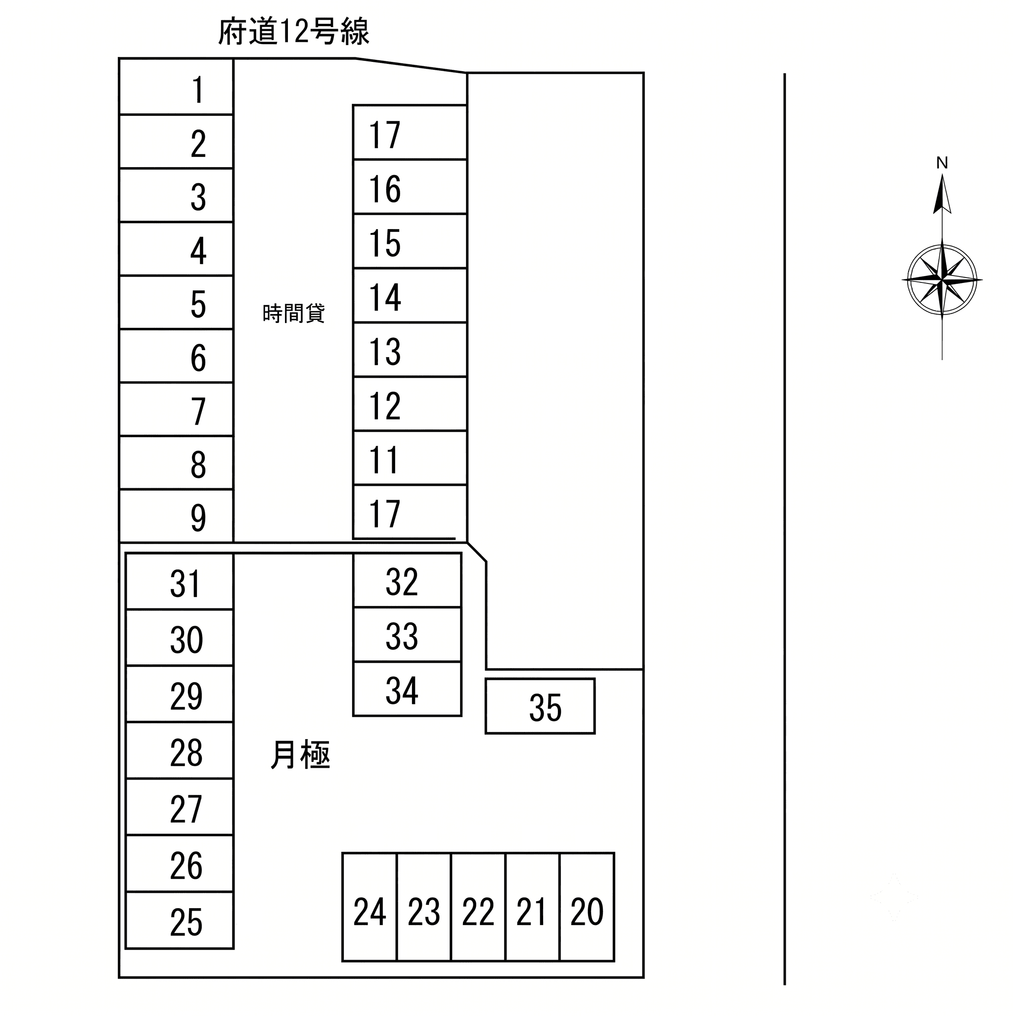 関谷駐車場の駐車配置図
