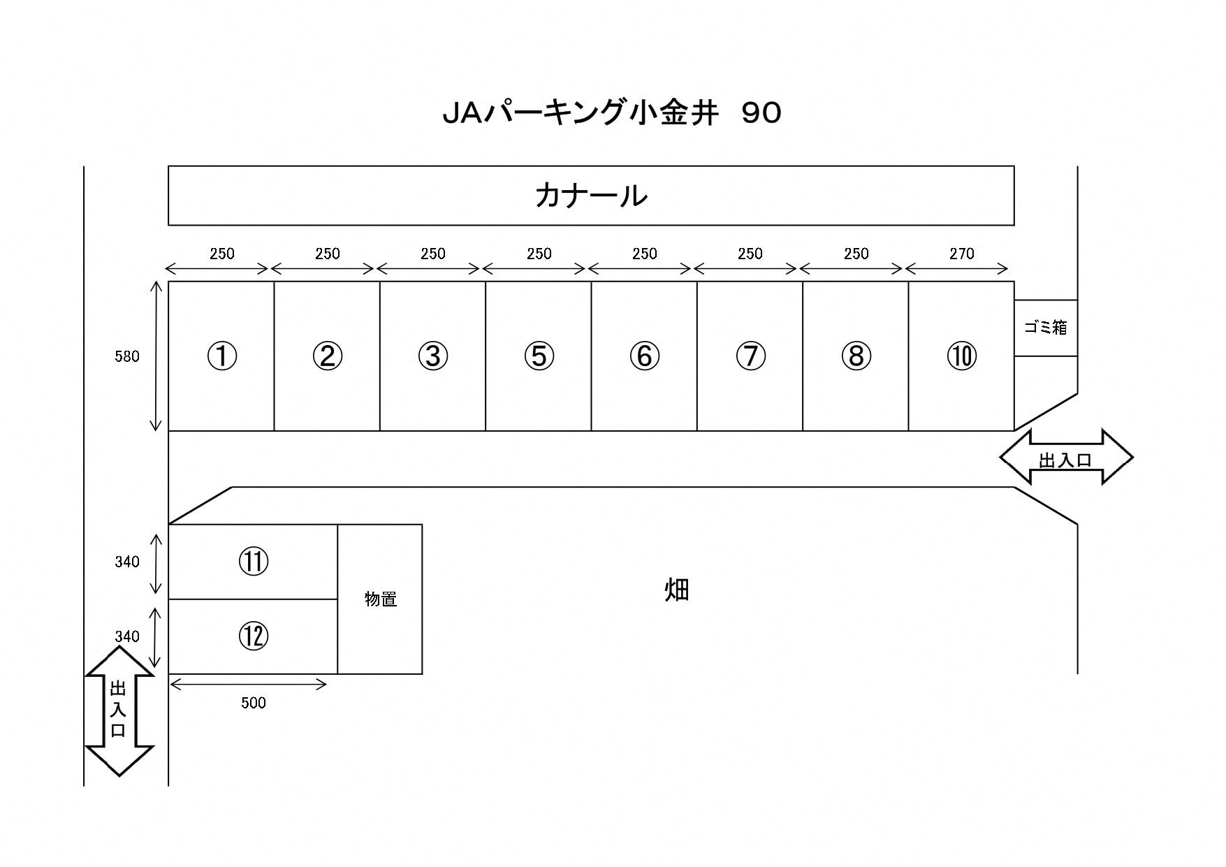 JAパーキング小金井90の駐車配置図