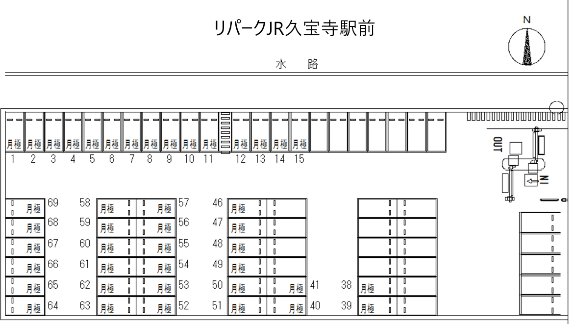 ＪＲ久宝寺駅前の駐車配置図