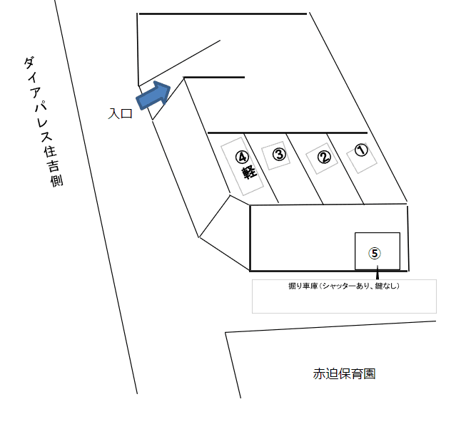鉄川ガレージの駐車配置図