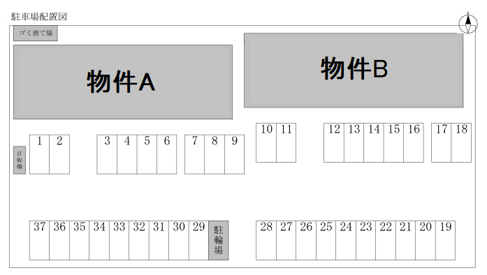 パークハイツIMAI　A・Bの駐車配置図