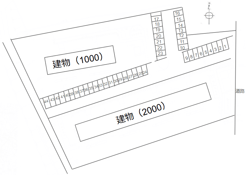 京町団地駐車場の駐車配置図