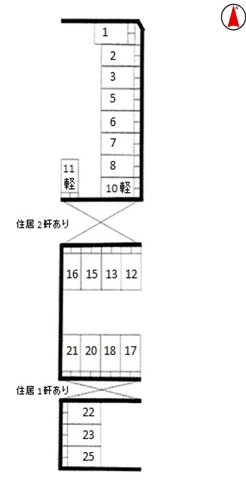 茨木玉瀬モータープールの駐車配置図