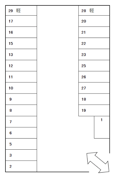 堀辺月極駐車場の駐車配置図