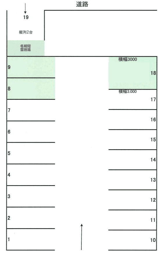 本通10丁目北58-2･58-3駐車場の駐車配置図