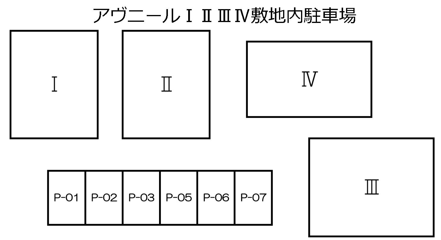 アヴニールⅠⅡⅢⅣ敷地内駐車場の駐車配置図