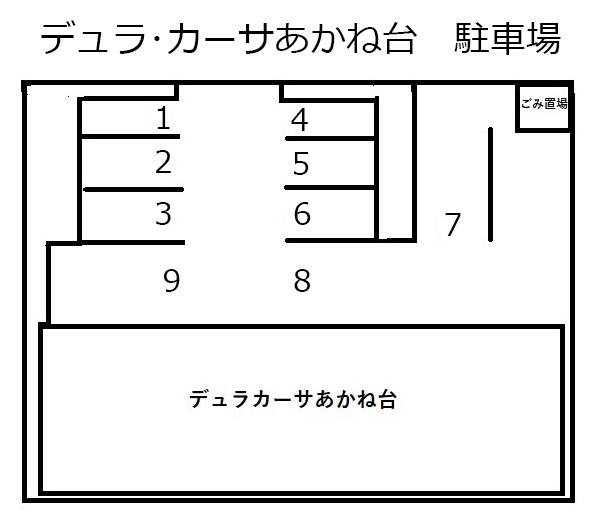 デュラ･カーサあかね台　駐車場の駐車配置図