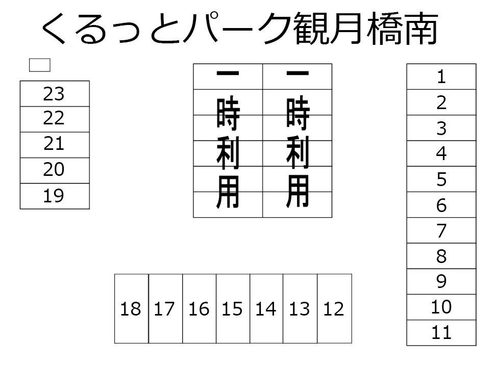 くるっとパーク観月橋南の駐車配置図