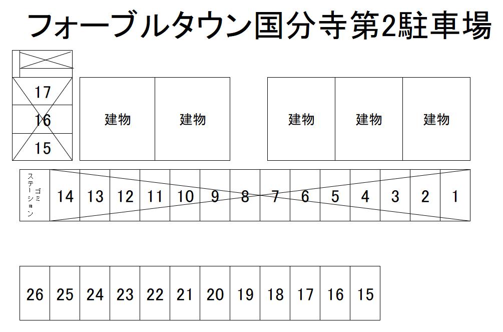 フォーブルタウン国分寺第2駐車場の駐車配置図