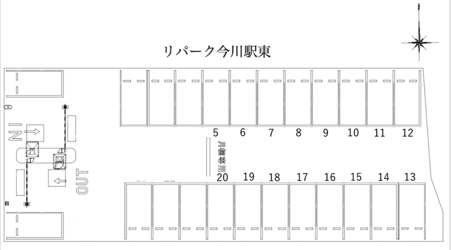 今川駅東の駐車配置図