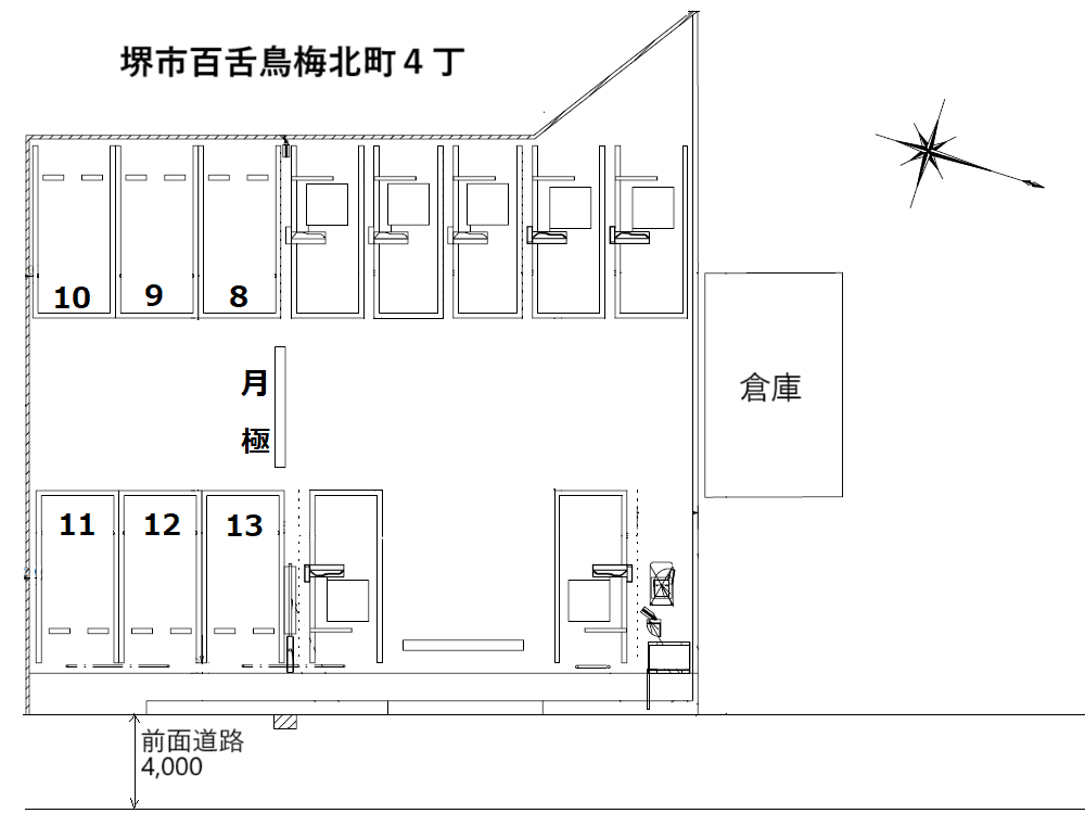 堺市百舌鳥梅北町４丁の駐車配置図