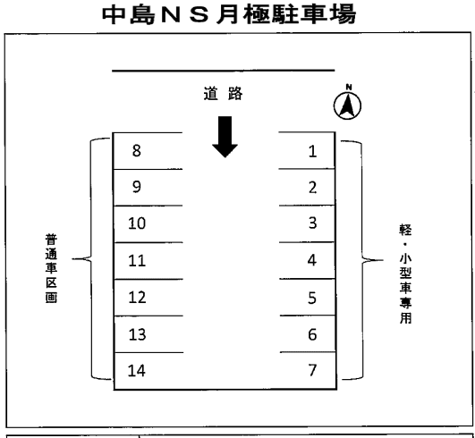 中島ＮＳ月極駐車場の駐車配置図