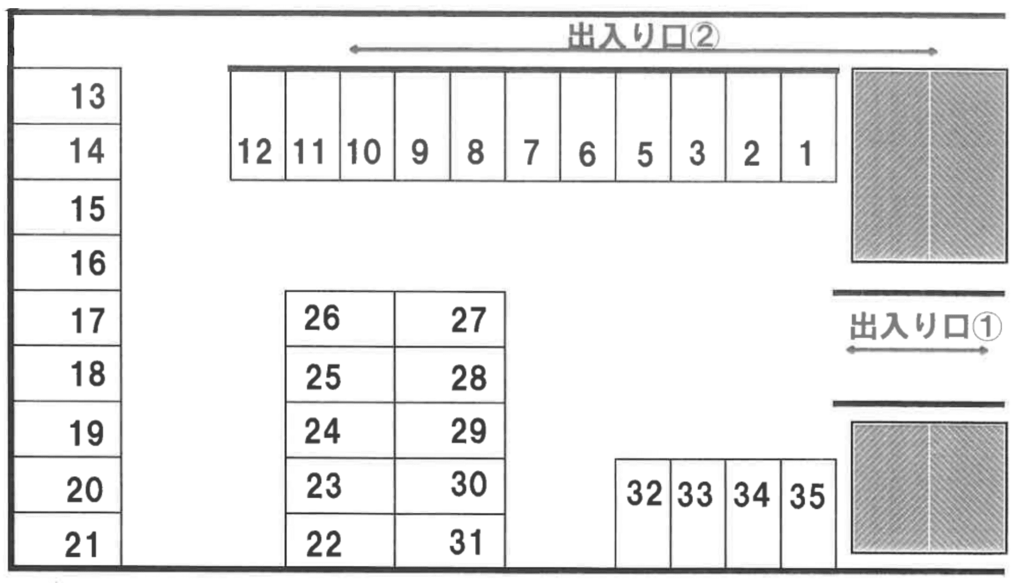 大古精機㈱駐車場の駐車配置図