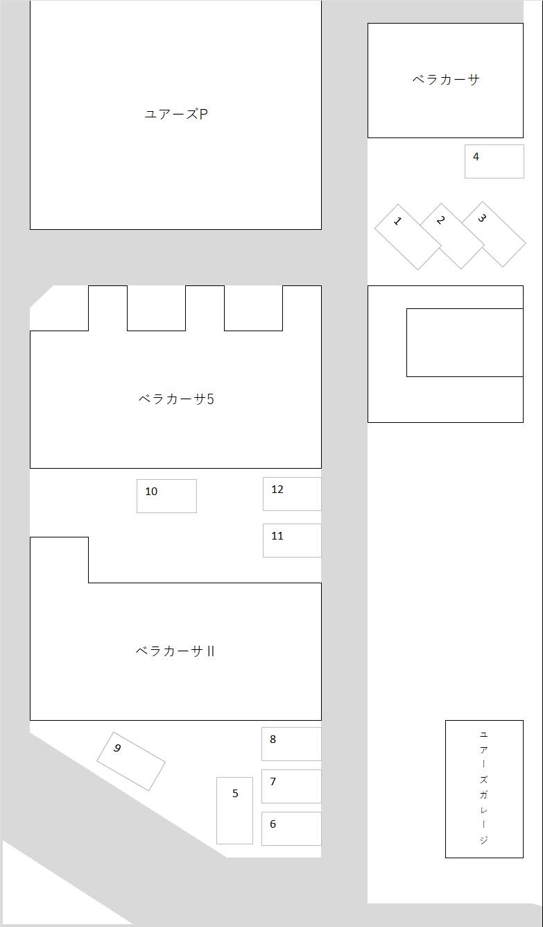 ベラカーサビレッジ駐車場の駐車配置図
