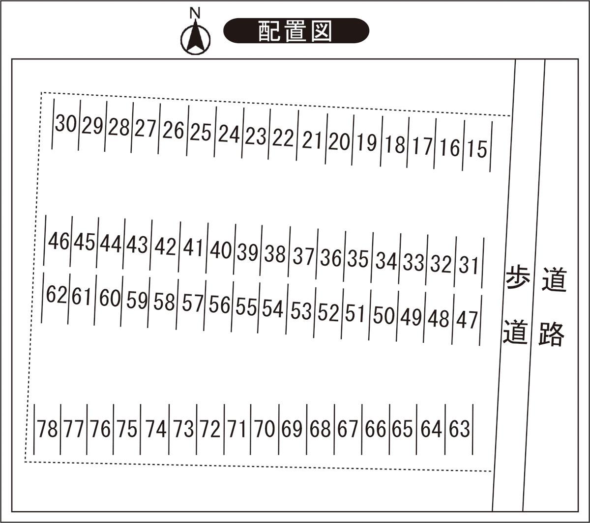 西別院駐車場の駐車配置図