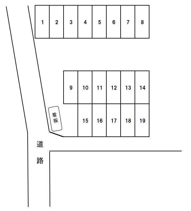 谷駐車場の駐車配置図