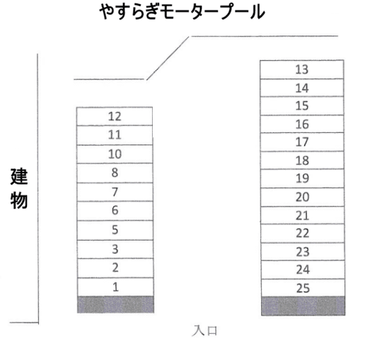 やすらぎモータープールの駐車配置図