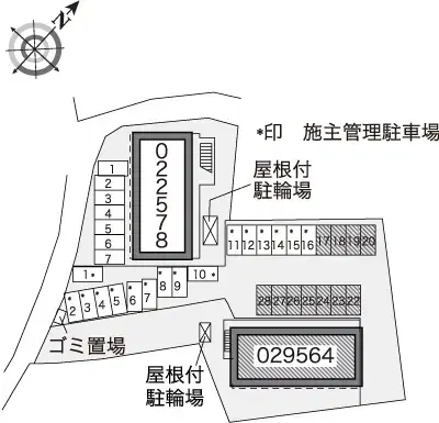 カーサーセン(29564)　敷地外駐車場の駐車配置図