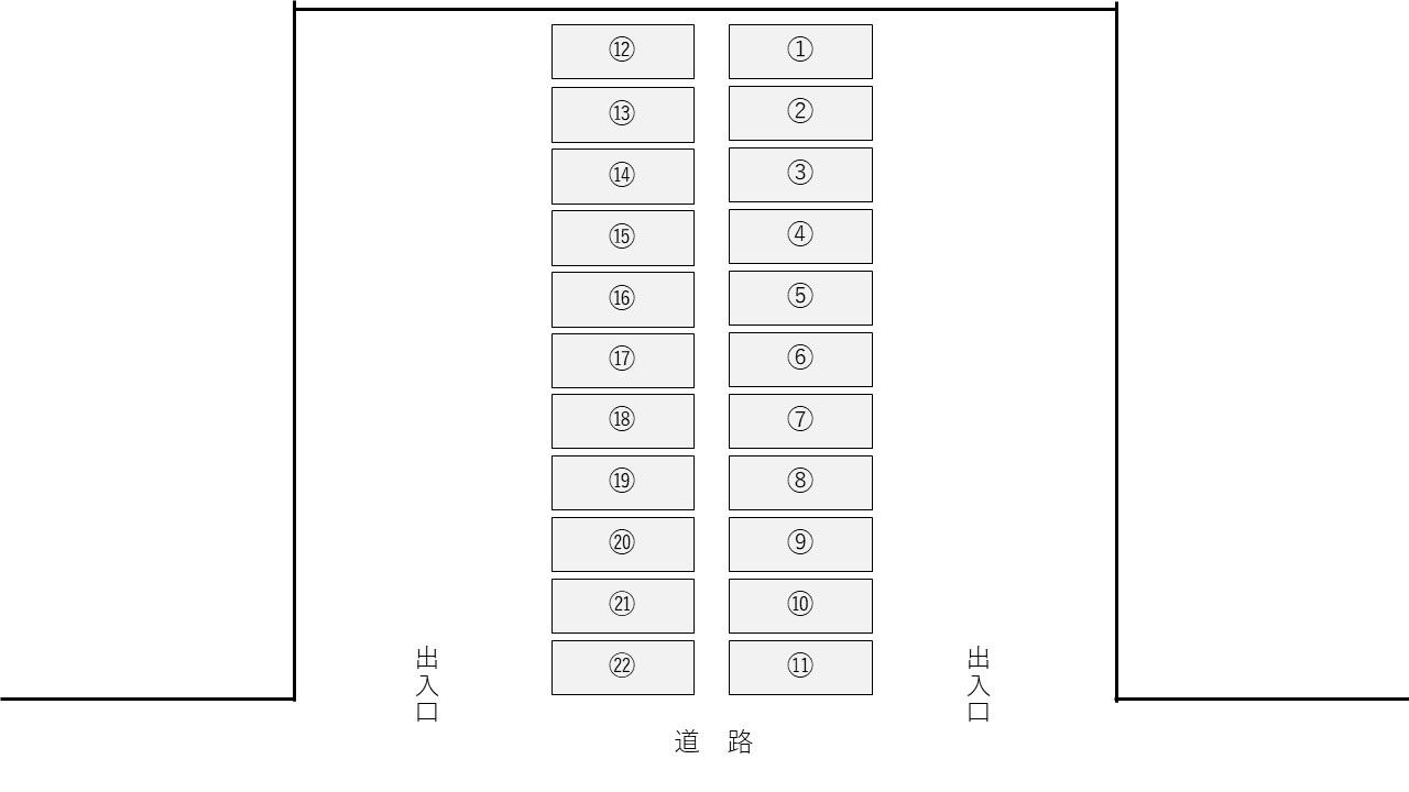 木西駐車場の駐車配置図