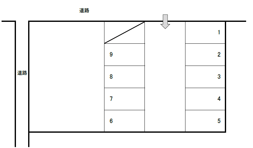 黒保パーキングの駐車配置図