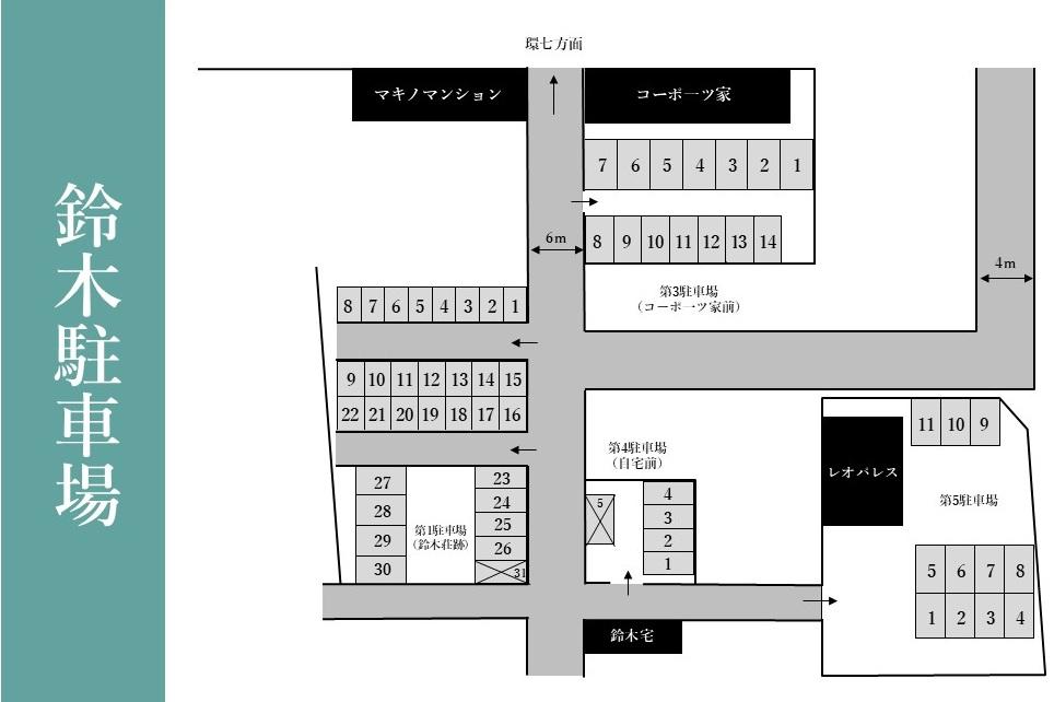 鈴木第三駐車場の駐車配置図
