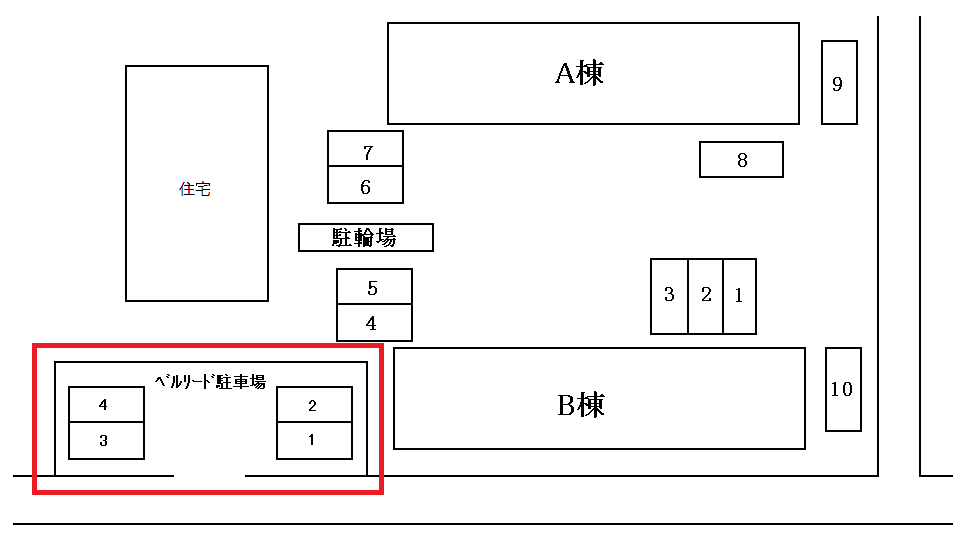 ベルリード駐車場の駐車配置図