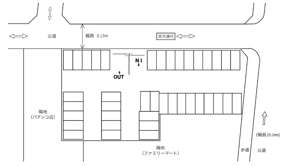 鳴子北駅前の駐車配置図