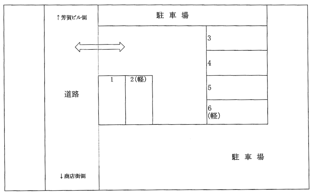 中央２丁目商店街パーキングの駐車配置図