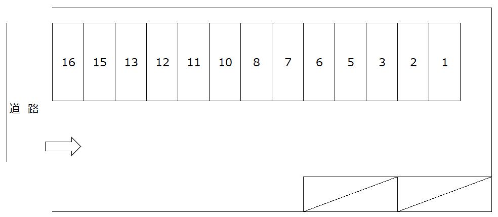 中央小東大塚月極駐車場の駐車配置図
