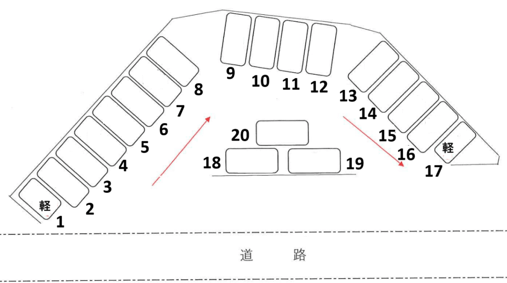 上原駐車場の駐車配置図