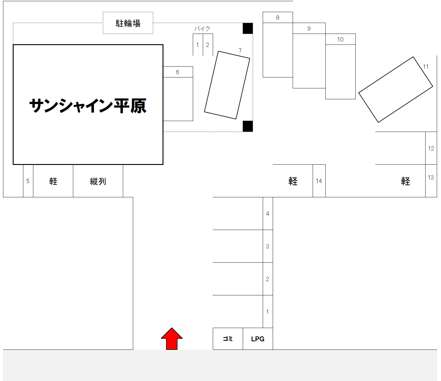 サンシャイン平原の駐車配置図
