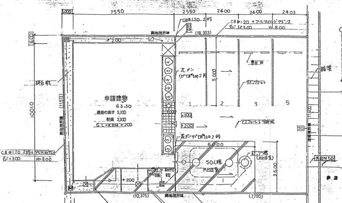 東新住建前田店舗の駐車配置図