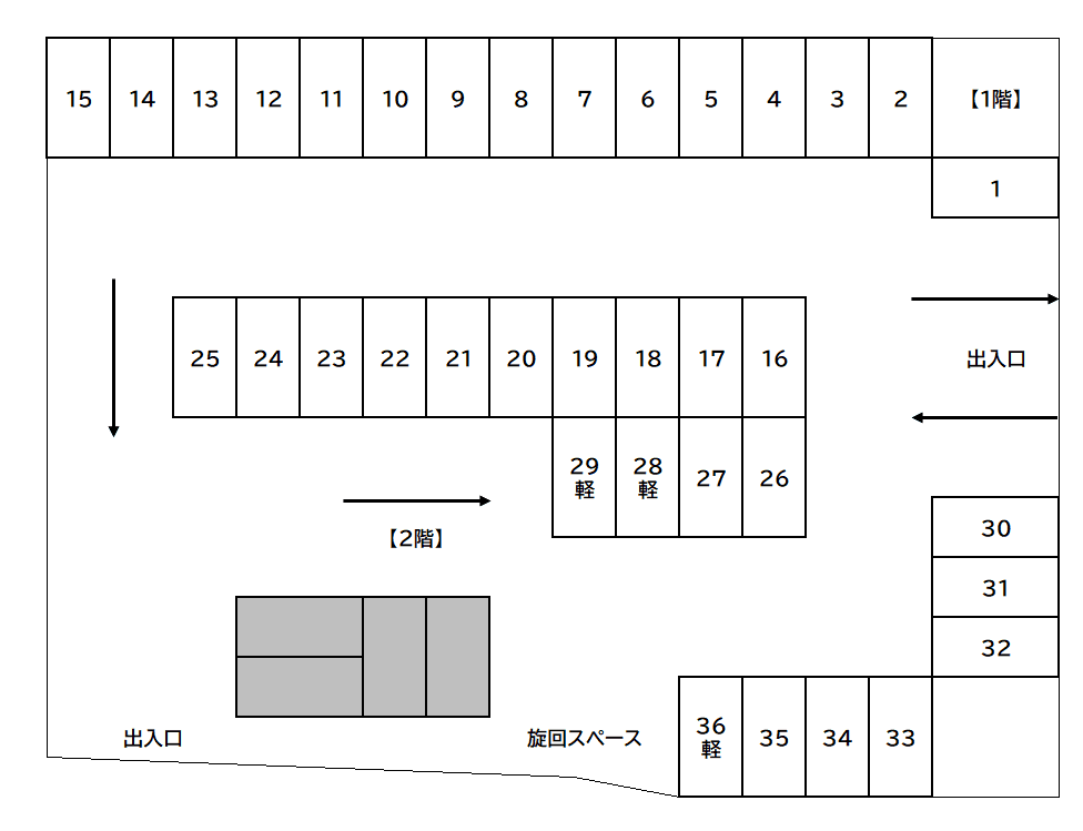 旭町駐車場の駐車配置図