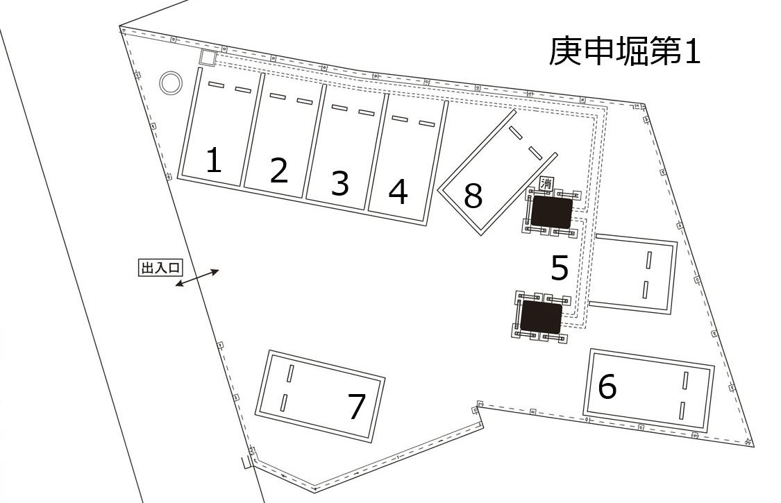 【TD】庚申掘第1駐車場の駐車配置図